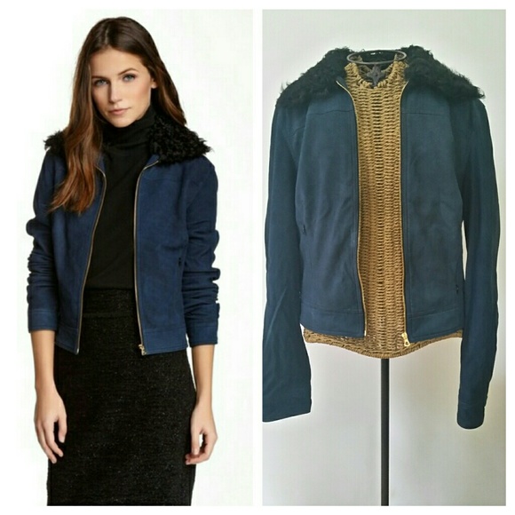 L'AGENCE Jackets & Blazers - XnfsLAGENCE teal suede black sheep fur jacket 6